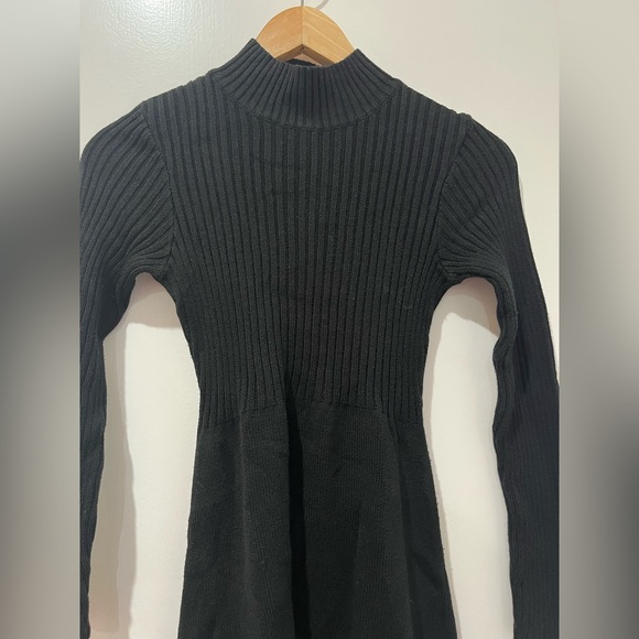 45 rpm cotton rayon black mock neck knit dress - Picture 2 of 7